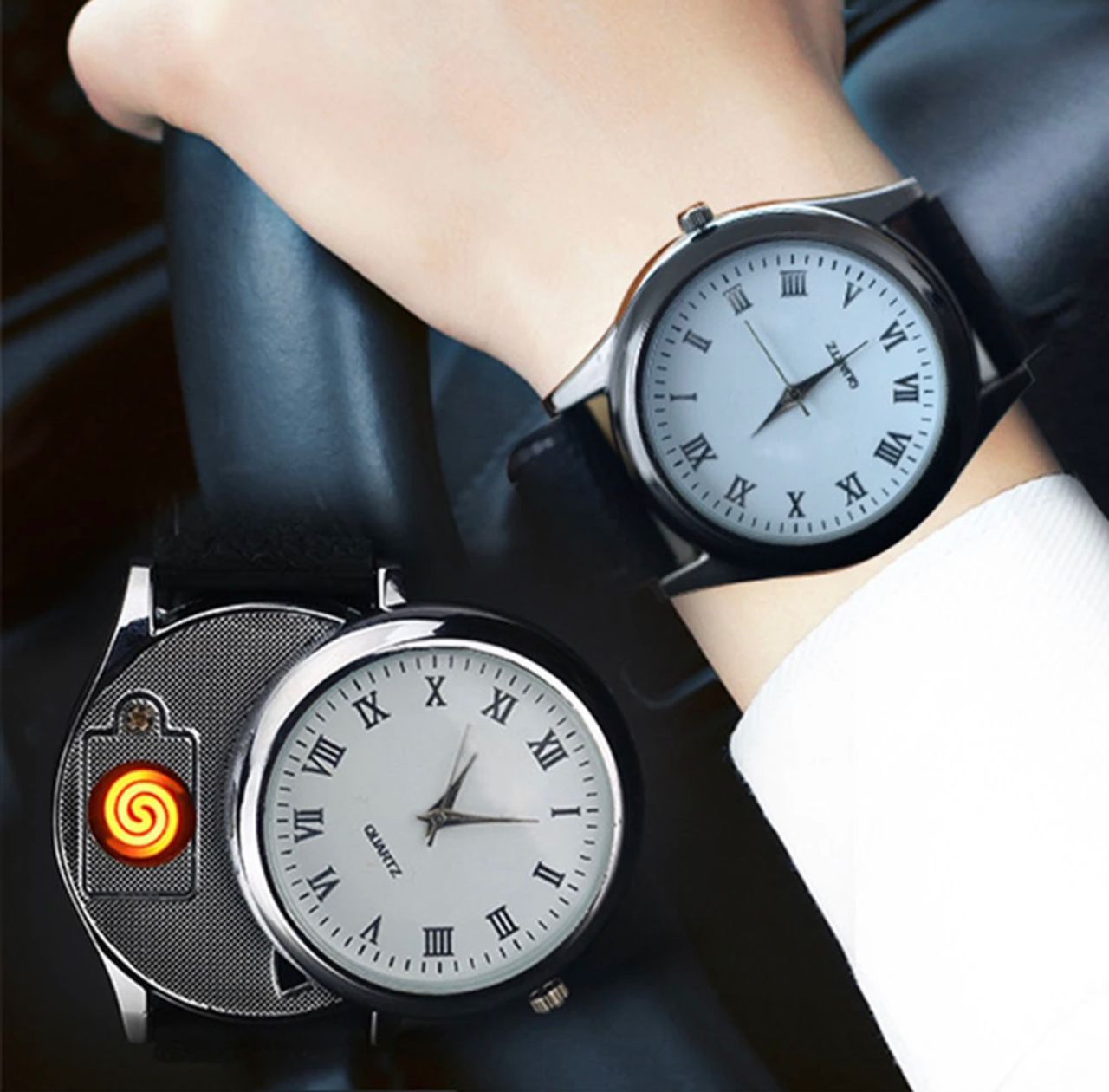 Montre avec allume cigar et détecteur de faux billets